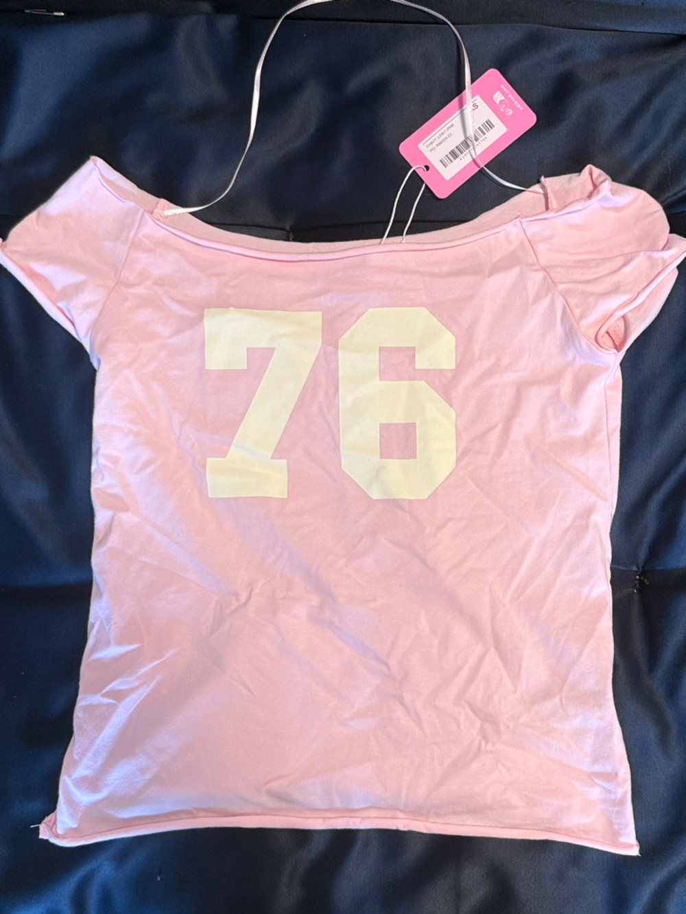 Edikted Pink Graphic Crop Top with White '76'